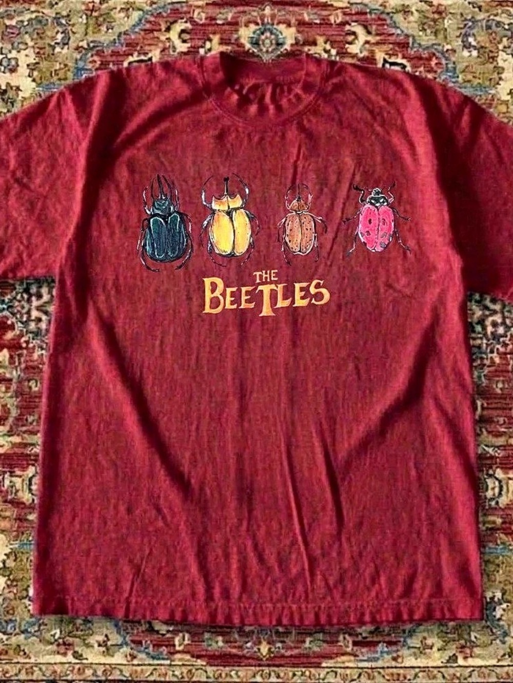 The Beetles Abbey Road Parody T-Shirt Graphic Tee in Red